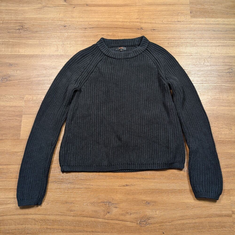 Quince Fisherman Crew Sweater Women’s S Black Knit Ribbed 100% Organic Cotton